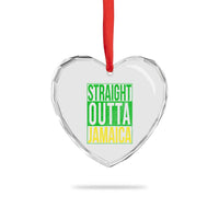 Straight Outta Jamaica Heart Crystal Glass Ornament Cool Jamaican Travel Vacation - Wonder Print Shop