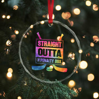 Straight Outta The Penalty Box Crystal Glass Ornament Tie Dye Effect Hockey Player Gift - Wonder Print Shop