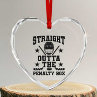 Straight Outta The Penalty Box Heart Crystal Glass Ornament Funny Youth Ice Hockey Gift - Wonder Print Shop