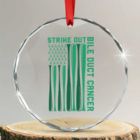 Strike Out Bile Duct Cancer Crystal Glass Ornament Baseball American Flag Hope Gift