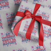 Striped Glitter Effect Printed Trans Rights Wrapping Paper Roll Be Yourself They Will Adjust