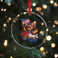 Striped Highland Cow 4th Of July Crystal Glass Ornament Red White And Moo