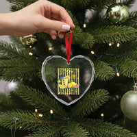 Striped Summer Lemonade Heart Crystal Glass Ornament Preppy Brushstroke Aesthetic Graphic