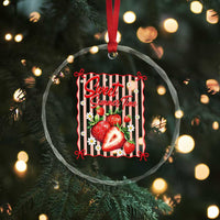 Striped Summer Strawberry Crystal Glass Ornament Preppy Beach Vibes Graphic