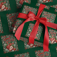 Striped Summer Strawberry Wrapping Paper Roll Preppy Beach Vibes Graphic