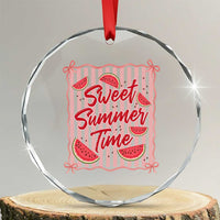 Striped Watermelon Beach Vibes Graphic Crystal Glass Ornament Sweet Summer Time