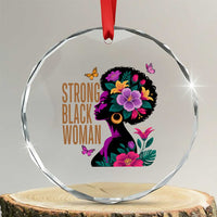 Strong Black Woman Floral Afro Crystal Glass Ornament Empowering Black Queen Pride Celebrating Melanin and Strength