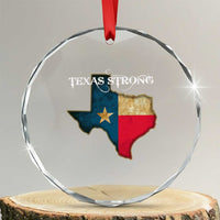 Strong Texas Crystal Glass Ornament Retro Lone Star State Pride Distressed Flag TS02