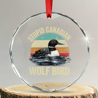 Stupid Canadian Wolf Bird Crystal Glass Ornament Funny Retro LGBT Romance Hockey Fan - Wonder Print Shop