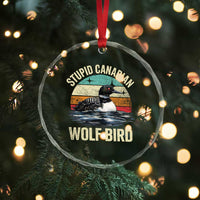 Stupid Canadian Wolf Bird Crystal Glass Ornament Funny Retro LGBT Romance Hockey Fan - Wonder Print Shop