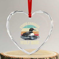 Stupid Canadian Wolf Bird Heart Crystal Glass Ornament Funny Retro LGBT Romance Hockey Fan - Wonder Print Shop