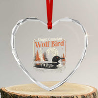 Stupid Canadian Wolf Bird Heart Crystal Glass Ornament Retro LGBT Hockey Fan Romance - Wonder Print Shop