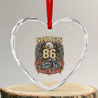 Sturgis South Dakota Motorcycle Lover Eagle 86th Anniversary Heart Crystal Glass Ornament