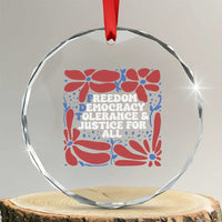 Subtle FDT Crystal Glass Ornament Freedom Democracy Tolerence and Justice For All TS02