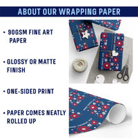 Subtle FDT Wrapping Paper Roll Boho Floral Red White Blue Social Justice - Wonder Print Shop
