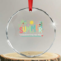 Summer Remembering My Why Crystal Glass Ornament Cute Tropical Beach Palm Tree Surfboard Teacher Graphic