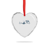 Summer Vacation Heartbeat Pulse Sunset Silhouette Heart Crystal Glass Ornament Tropical Island Lover