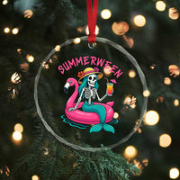 Summerween Skeleton Mermaid Crystal Glass Ornament Flamingo Float Funny Spooky Summer Halloween Vibes TS02