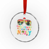 Sunglasses Beach Christmas in July Crystal Glass Ornament Santa Summer Xmas TS10