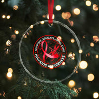 Support Educate Care Cure Crystal Glass Ornament HIV Awareness Month Gift TS12