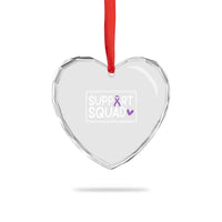 Support Squad Alzheimers Heart Crystal Glass Ornament Purple Ribbon Hope Strength Love