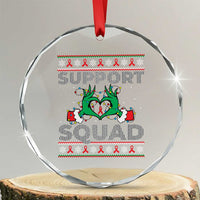 Support Squad HIV Awareness Gift Crystal Glass Ornament Green Hand Red Ribbon Ugly Sweater Christmas Gift TS12