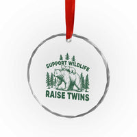 Support Wildlife Raise Twins Crystal Glass Ornament Twin Parent Mom Dad Bear Family