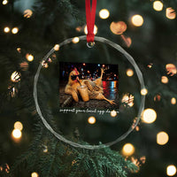 Support Your Local Egg Dealer Chicken Sipping Iced Coffee Graphic Crystal Glass Ornament Funny Homesteading Farm Life