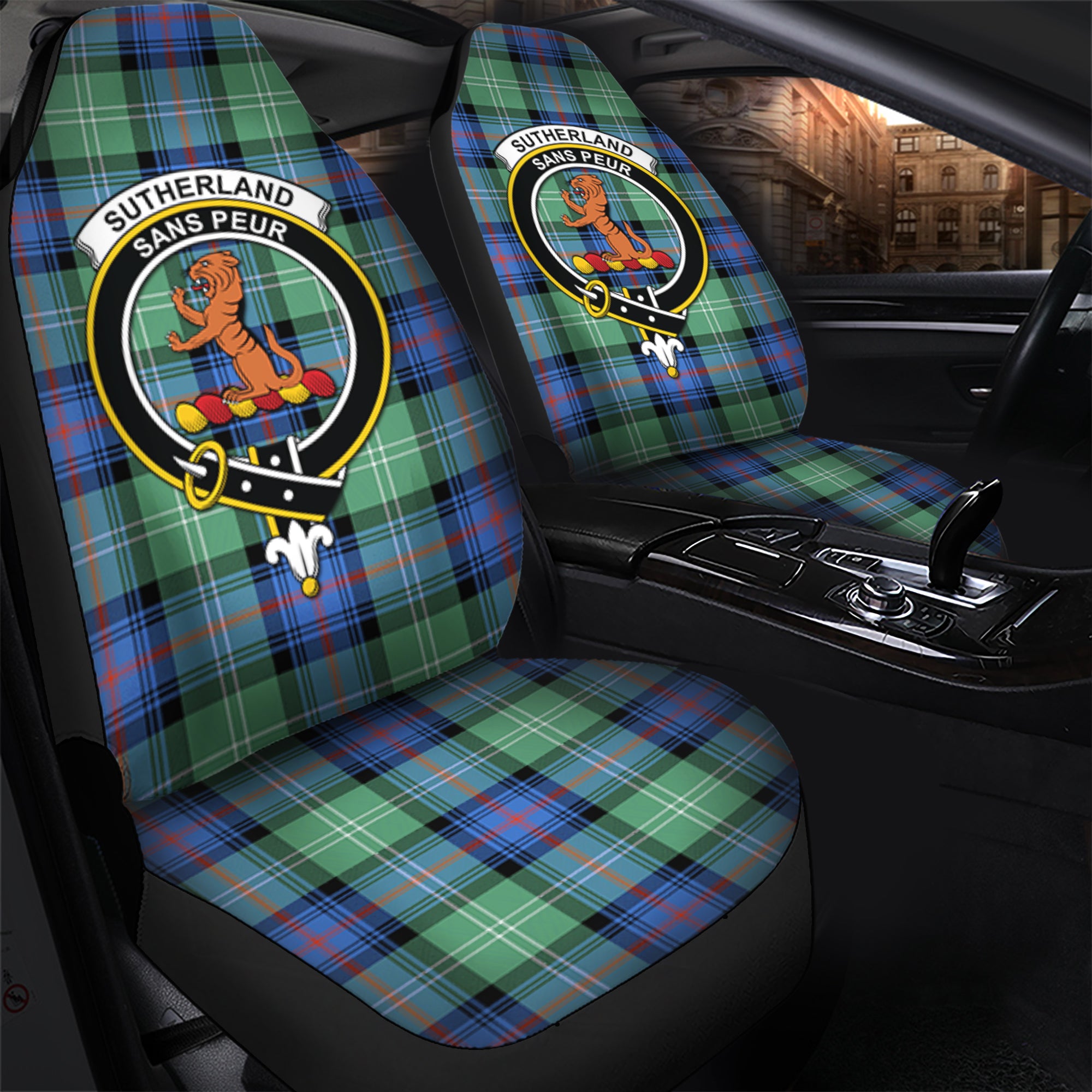 Sutherland Ancient Clan Tartan Car Seat Cover, Family Crest Tartan Seat Cover TS23