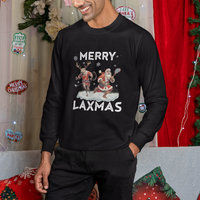 Christmas Sport Sweatshirt Merry LAXMAS Santa Reindeer Play Lacrosse - Wonder Print Shop
