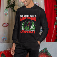 Mothman Christmas Sweatshirt We Wish You A Mothman Cryptmas Cryptid Cryptidcore - Wonder Print Shop