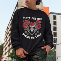 Valentine's Day Sweatshirt Roses are Red Inside I'm Dead Skeleton Heart Shape - Wonder Print Shop
