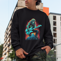 Rocking On Bigfoot Sasquatch Loves Rock And Roll Sweatshirt - Wonder Print Shop