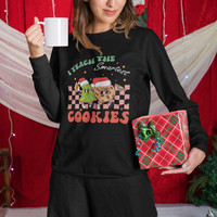 Teacher Christmas Sweatshirt I Teach The Smartest Cookies Retro Groovy Xmas Cookies - Wonder Print Shop