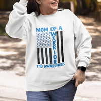 Blue American Flag Mom Of A Warrior T1D Awareness Sweatshirt - Wonder Print Shop