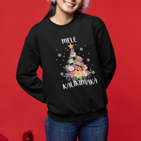 Mele Kalikimaka Hawaiian Christmas Tree Tropical Flower Sweatshirt - Wonder Print Shop