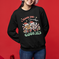 Teacher Christmas Sweatshirt I Teach The Smartest Cookies Retro Groovy Xmas Cookies - Wonder Print Shop