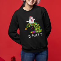 What? Cat Pushing Christmas Tree Xmas Mischievous Cat Lover Sweatshirt - Wonder Print Shop
