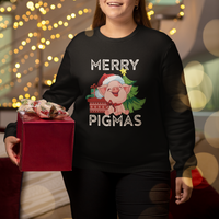 Merry Pigmas Pig Santa Christmas Light Farmer Sweatshirt - Wonder Print Shop