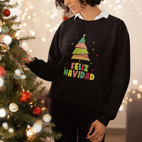Feliz Navidad Colorful Xmas Tree Spanish Christmas Sweatshirt - Wonder Print Shop