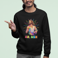 Ah Men Funny LGBT Gay Pride Jesus Rainbow Flag Christian Sweatshirt - Wonder Print Shop