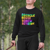 Earth Day Sweatshirt Recycle Reuse Renew Rethink Earth Day Environmental Activism - Wonder Print Shop