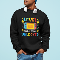 100th Day Of School Sweatshirt Level 100 Days Unlocked Video Game Funny Gamer - Wonder Print Shop