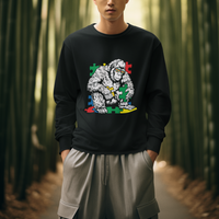 Autism Awareness Bigfoot Puzzle Autistic Warrior Sweatshirt - Wonder Print Shop