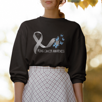 Pretty White Ribbon Butterfly Lung Cancer Awareness Sweatshirt - Wonder Print Shop