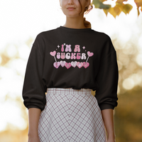 Valentine's Day Sweatshirt I'm A Sucker For You Heart Candy Lollipop - Wonder Print Shop