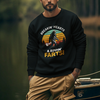 Funny Bigfoot Sweatshirt Breakin Hearts & Rippin Farts! Sasquatch - Wonder Print Shop
