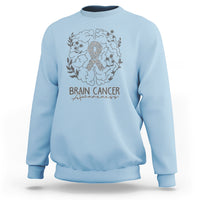 Brain Cancer Sweatshirt Brain Cancer Awareness Support Gray Ribbon Brain Men Womens - Wonder Print Shop