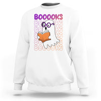 Halloween Reading Sweatshirt Booooks Cute Ghost Nerd Boo Sheet - Wonder Print Shop
