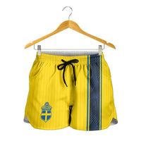 Sweden National Football Shorts for Women Glory The Blue and Yellow - Wonder Print Shop